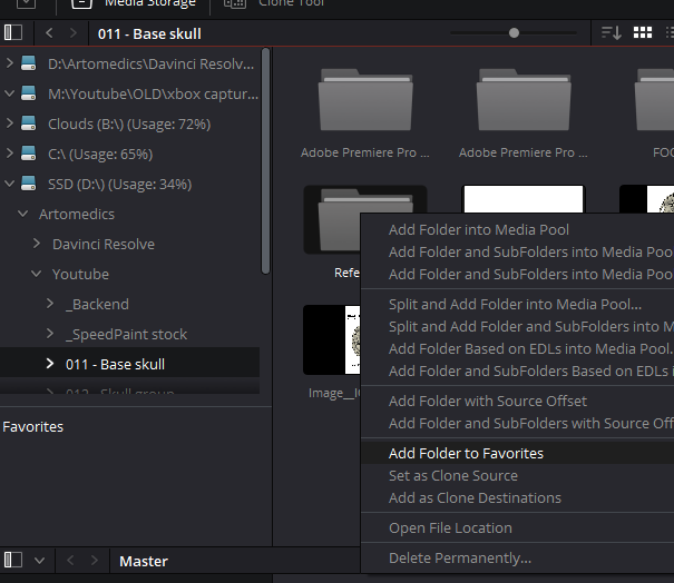 Davinci resolve 17 add folder to favorites on media pool